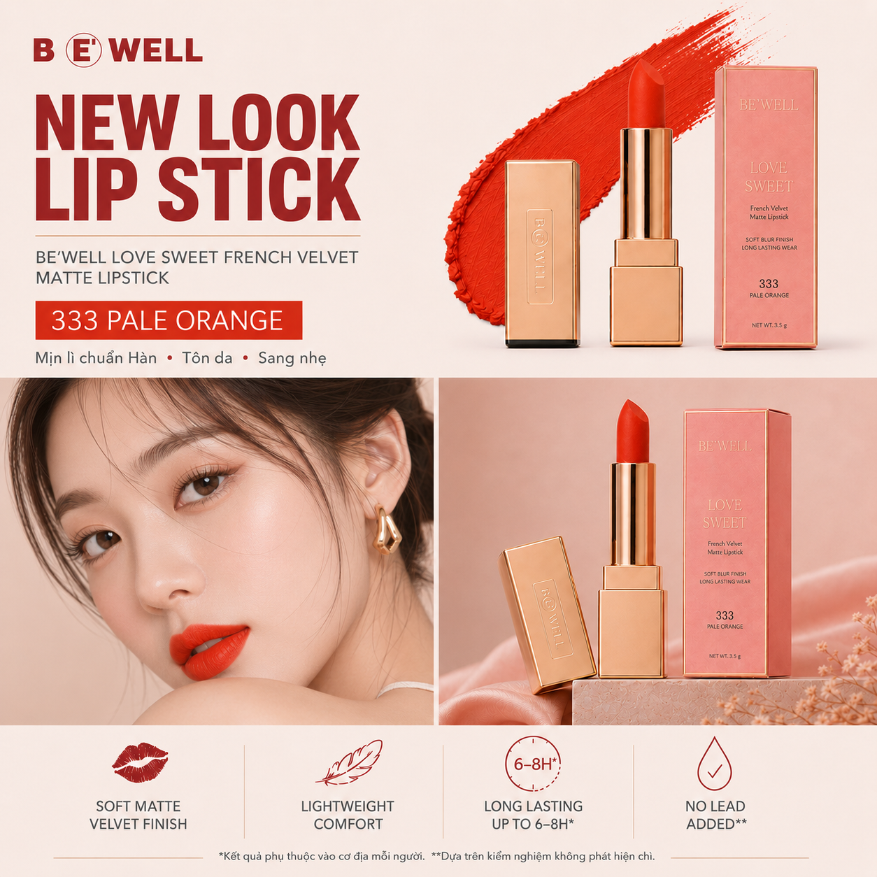 Son Thỏi Lì Nhung BE’WELL Love Sweet Velvet Matte — New Look Collection | 7 Màu Ver.04